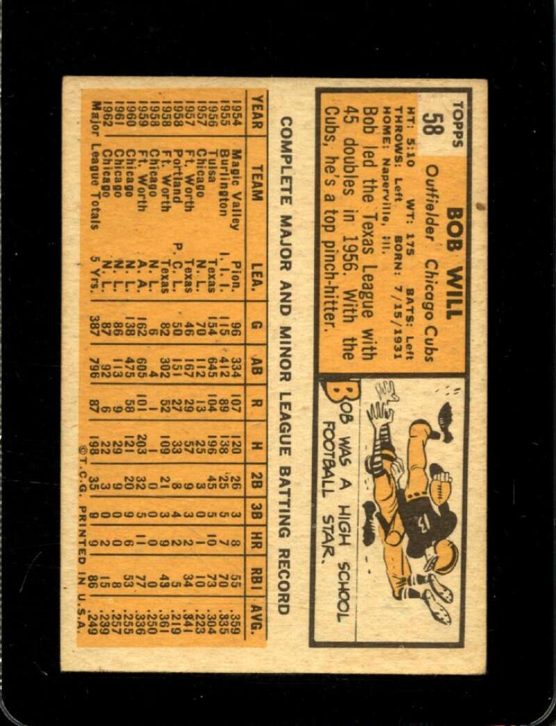 1963 TOPPS #58 BOB WILL VGEX 